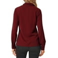 thumbnail image 3 of INSPIRAR CHIC Blusas de Manga Larga para Mujeres Chifón Plisado con Cuello de Lazo Camisa de Oficina Talla M Rojo Oscuro, 3 of 6