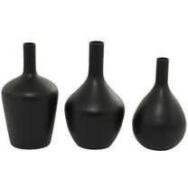 DecMode 14", 13", 12"H Black Glass Vase, Set of 3
