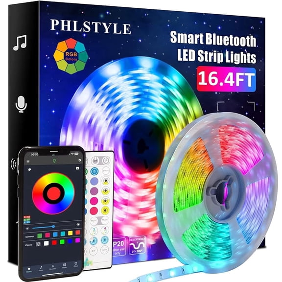Alficedo RGB Strip Lights ,Music Sync Smart LED Light Strips with App & Remote Control, Color Changing LED Lights for Rooms, Cabinets, Gaming Rooms, Home Decoration