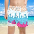 thumbnail image 3 of Kcolen Boys Swim Trunks with Compression Liner Kids Stretch Quick Dry Summer Beach Shorts With Ice Cream Print, 3 of 5