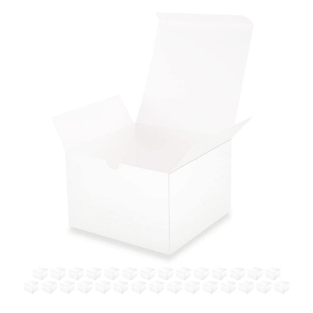 30 Gift Boxes with Lids 6x6x4 Inches Paper Gift Boxes Christmas White
