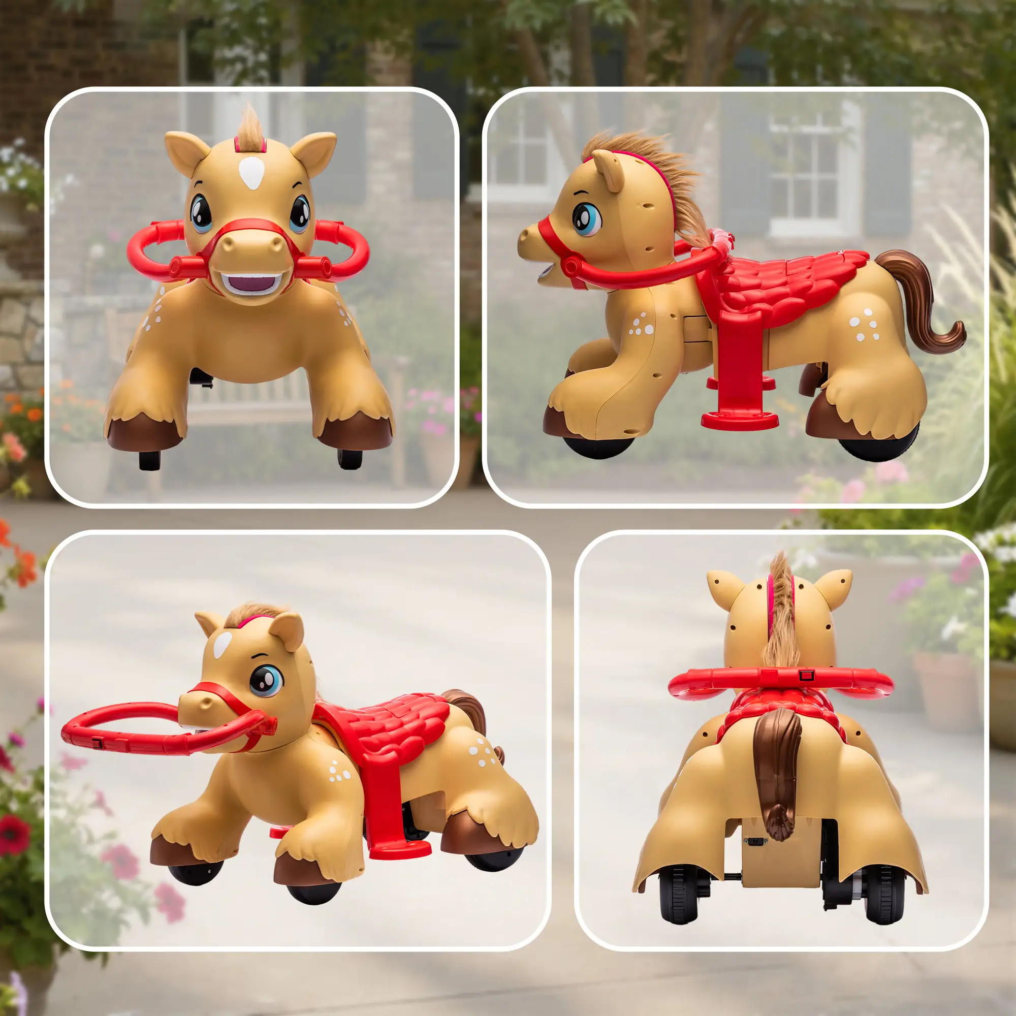 Kids Rocker, Rocking Horse Kids Ride On Toy, Brown Baby Rocker,Hdpe,Steel Toddler Rocking Chair, Toys Rockers Rocking Horse Kids Ride On Toy