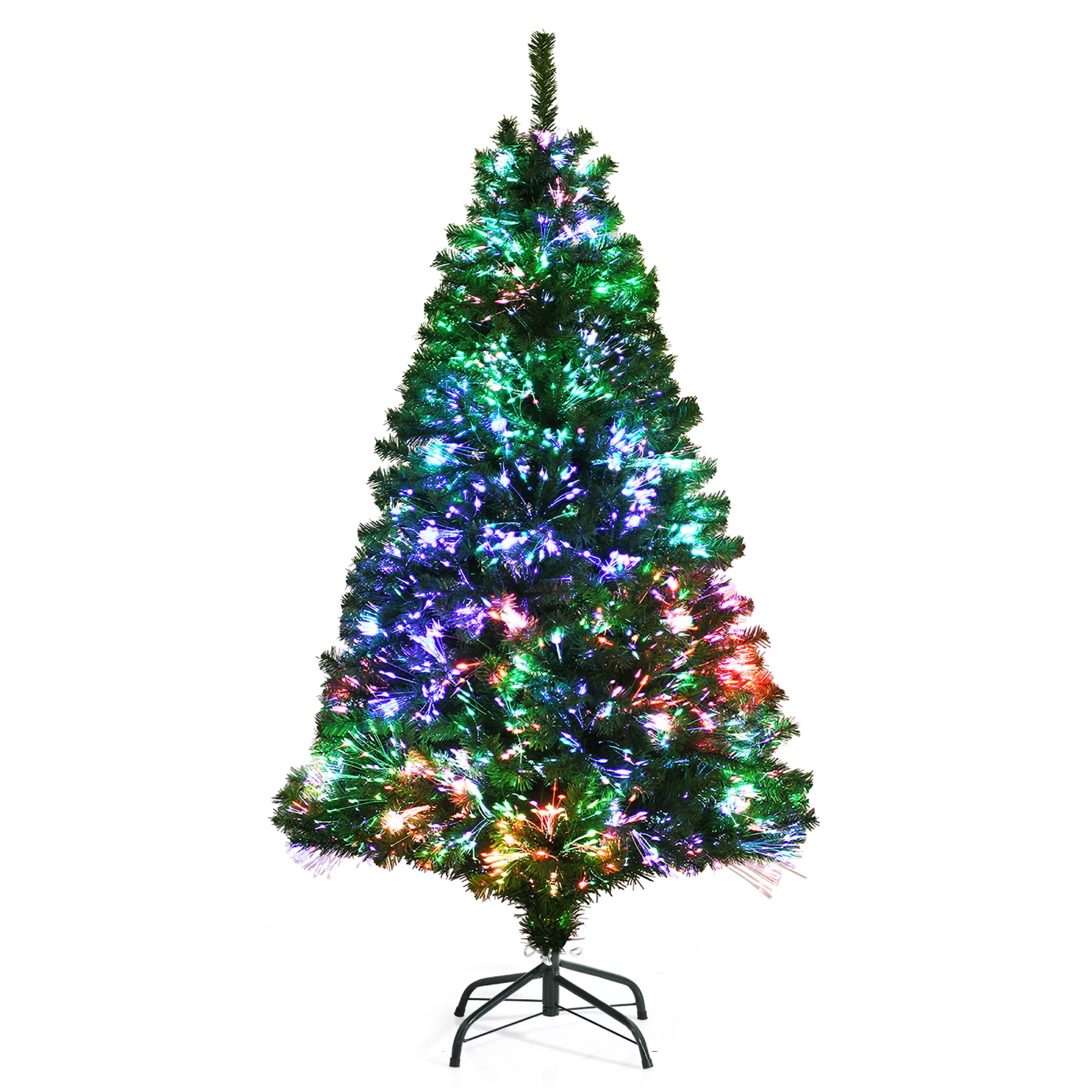 7Ft Pre-Lit Artificial Christmas Tree Fiber Optic Multi-Color Lights Snowflakes 