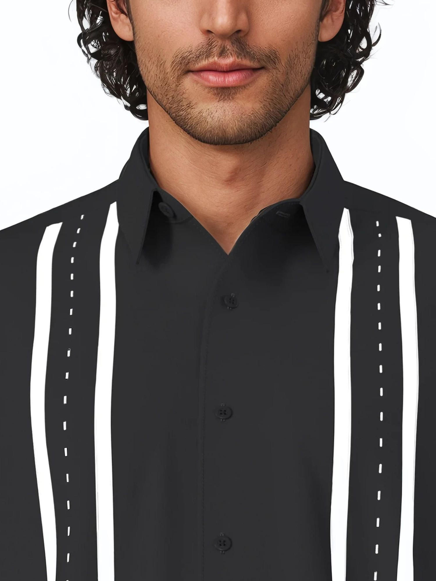Havanera Men's and Big Men's Front Panel Point Collar Short Sleeve Button-Down Shirt, Sizes S-5XL