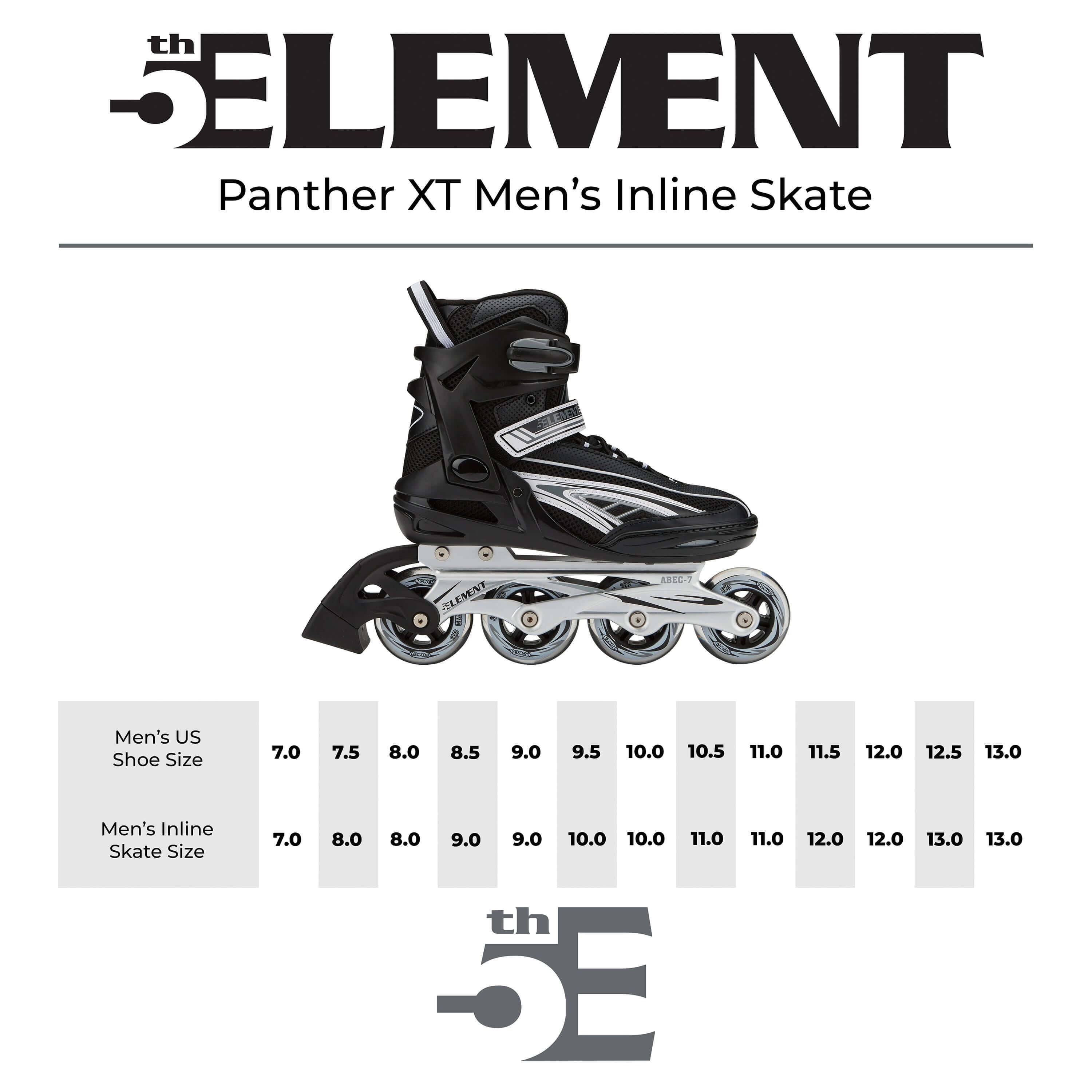 5th Element Panther Inline Skates - Black/Grey