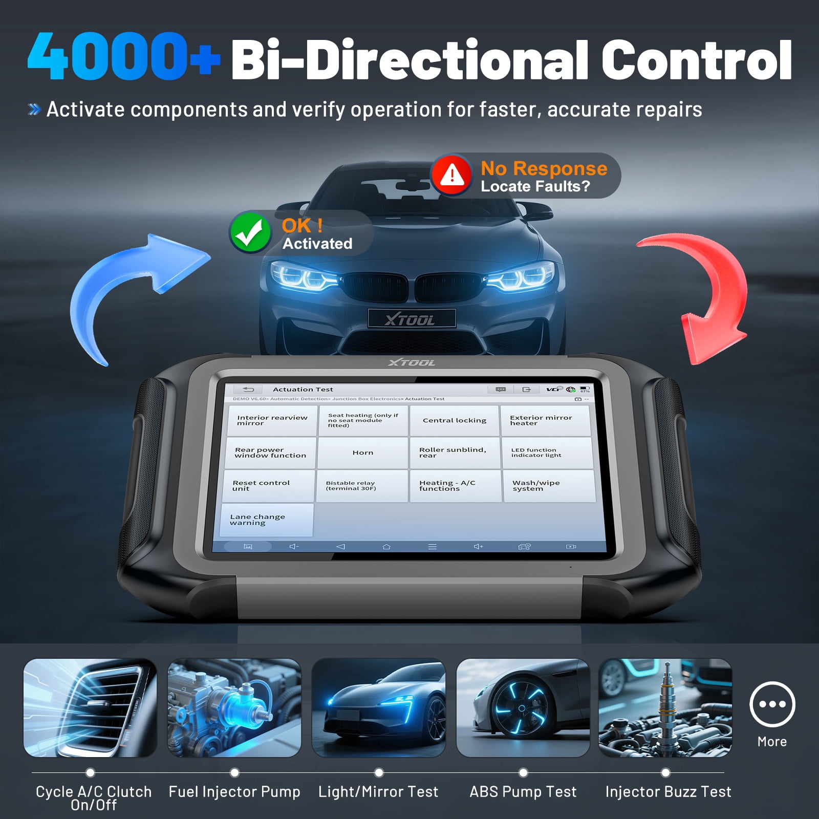 XTOOL D9S Pro Automotive OBD2 Scanner Bluetooth, Bi Directional Scan Tool, Full System Diagnostic Tool with KC100 Key Pr0gramming Tool, 45 Services