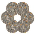 thumbnail image 7 of Yayeee 6 PCS Drink Coasters with Holder Set Woven Absorbent Round Tabletop Hot Pad, Halloween Dancing Skeleton, 7 of 7