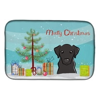 Christmas Tree and Black Labrador Dish Drying Mat