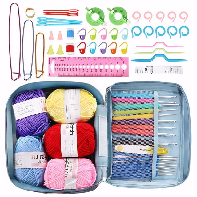 Juego Agujas Crochet 67 Piezas Herramientas Punto Básicas Accesorios para Tejer Juego Crochet Lana (A)