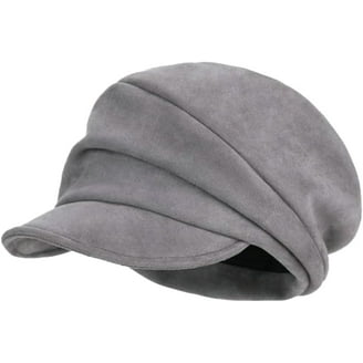 WITHMOONS Winter Fuzzy Pom Fleece Y2K Newsboy Hat Suede Brim Baker