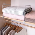thumbnail image 3 of Wardrobe Separation Board Books Clothes Wire Storage Organizer Shelf Cabinet with Clip Rack Closet Divider Kitchen Gadgets White, 3 of 9