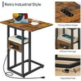 thumbnail image 6 of Foldable End Table, C Shaped Side Table with Charging Station, Sofa Couch Table That Slide Under for Living Room Bedroom Small Spaces, Easy Assembly, Rustic Brown and Black, 6 of 9