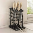 thumbnail image 3 of AYktou Universal Knife Block, Kitchen Countertop Organizer Stainless Steel Knife Rack Household Knife Storage Rack with Draining Tray-Multiple Tool Positions Knife Holder for Scissors Fruit Knife, 3 of 7