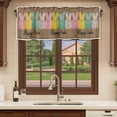 thumbnail image 6 of Easter Curtain Valances for Windows, Kitchen Valance Window Treatments Panel 2 Pack, Colorful Bunny Spring Cartoon Cute Rabbits Brown Rod Pocket Short Curtains for Bathroom Bedroom 60 x 18 Inch, 6 of 8