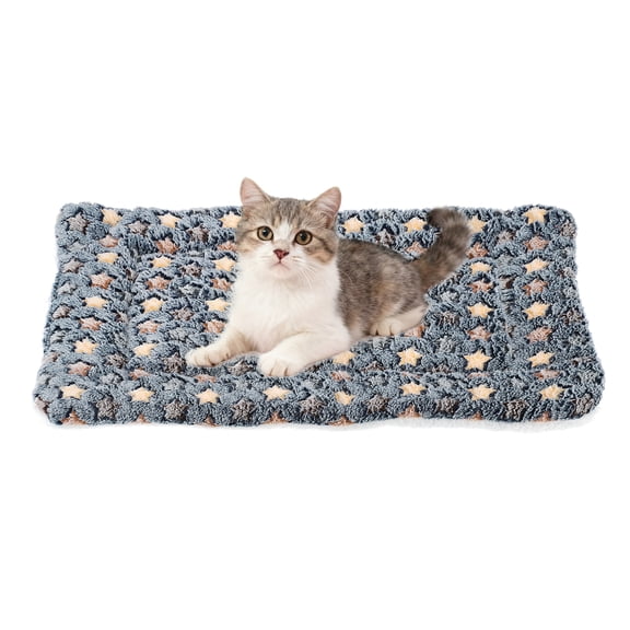 Pet Cushion Coral Fleece Soft Star Pint Dog Cat Bed Mat 19x13 Inch(Dark Gray)