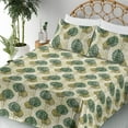 thumbnail image 3 of Ambesonne Monstera Leaves Fitted & Flat Sheet with Shams 4 Pcs Set, Tropical Leafy Art, King, Fawn Hunter Green, 3 of 5