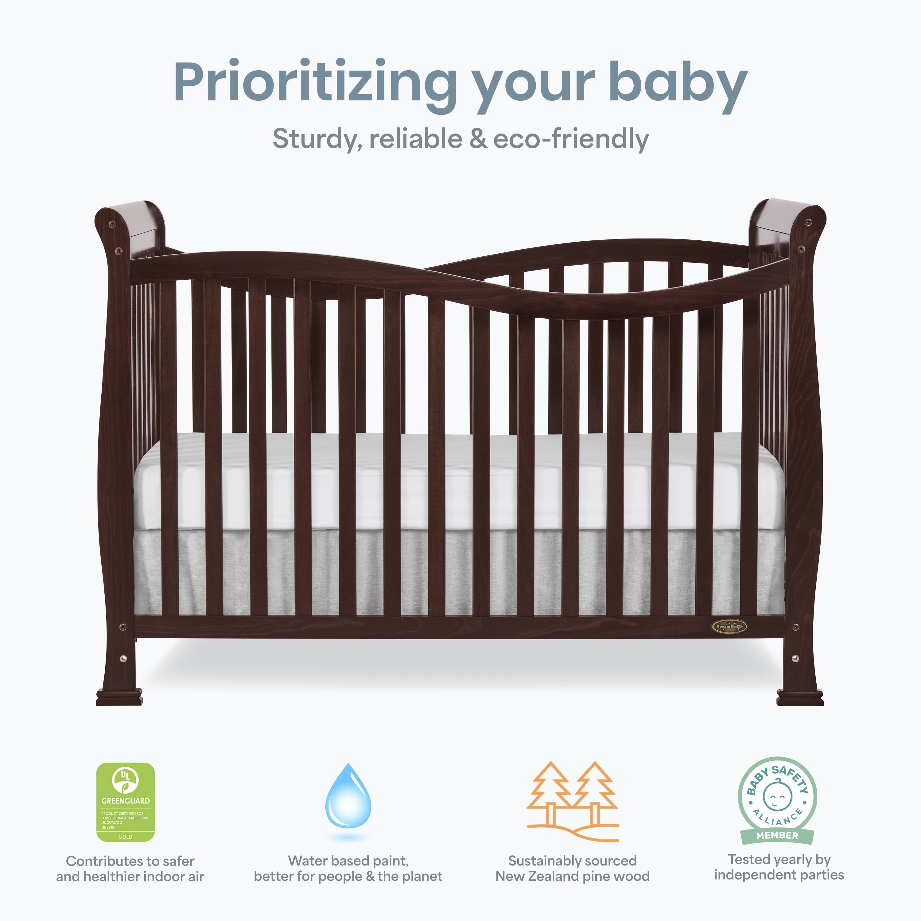 Dream On Me Violet 7-in-1 Convertible Crib Espresso