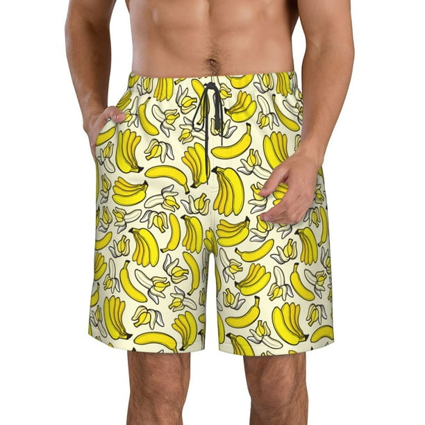 Fotbe Banana Trajes de Baño Estampados para Hombre, Shorts de Verano de Secado Rápido, Ropa de Playa, Bañadores-Small