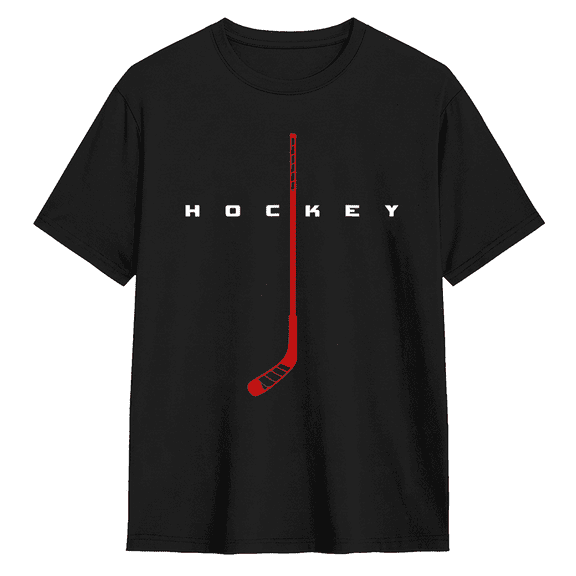 Minimalist Hockey Stick Typography Graphic Tee for Men and Women, Sports Athlete Cotton Short Sleeve T Shirt
