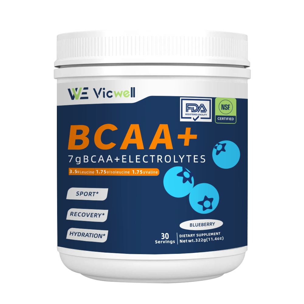 VICWELL BCAA+ Electrolytes Powder 7g 30 Serving, Blueberry Flavor Branch Amino Acid Recovery