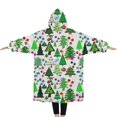 thumbnail image 2 of Oversized Wearable Blanket Hoodie,Multicolor Christmas Tree Pattern Sherpa Blanket Hoodie with Super Pockets,Super Warm Fuzzy Pullover for Women & Men, 2 of 6