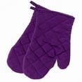 thumbnail image 2 of 1 Pair Short Oven Mitts - Kitchen Oven Gloves High Heat Resistant 320℉, Mini Oven Mits with Hanging Loop for BBQ, Baking, Cooking, Grilling Accessories (Purple), 2 of 7