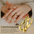 thumbnail image 3 of Interlocking Band Rings for Women Girls, Stainless Steel Stacking Cross Rings in Silver/Gold/Rose Gold/Black Tone, Minimalist Promise Ring for Love/Engagement/Wedding, Size 4-12, 3 of 7
