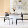 thumbnail image 3 of Set of 2 Upholstered Fabric Dining Chairs with Black Metal Legs - Modern Style, 3 of 10