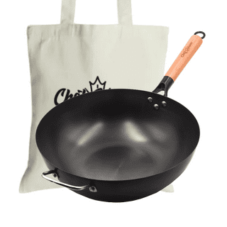DEISNGB Nonstick Wok, 13-Inch Carbon Steel Wok Pan with Lid Woks & Stir-Fry  Pans No Chemical Coated Wok with Spatula Flat Bottom Cookware Chinese Wok  for Induction, Electric, Gas, Halogen, All Stoves 