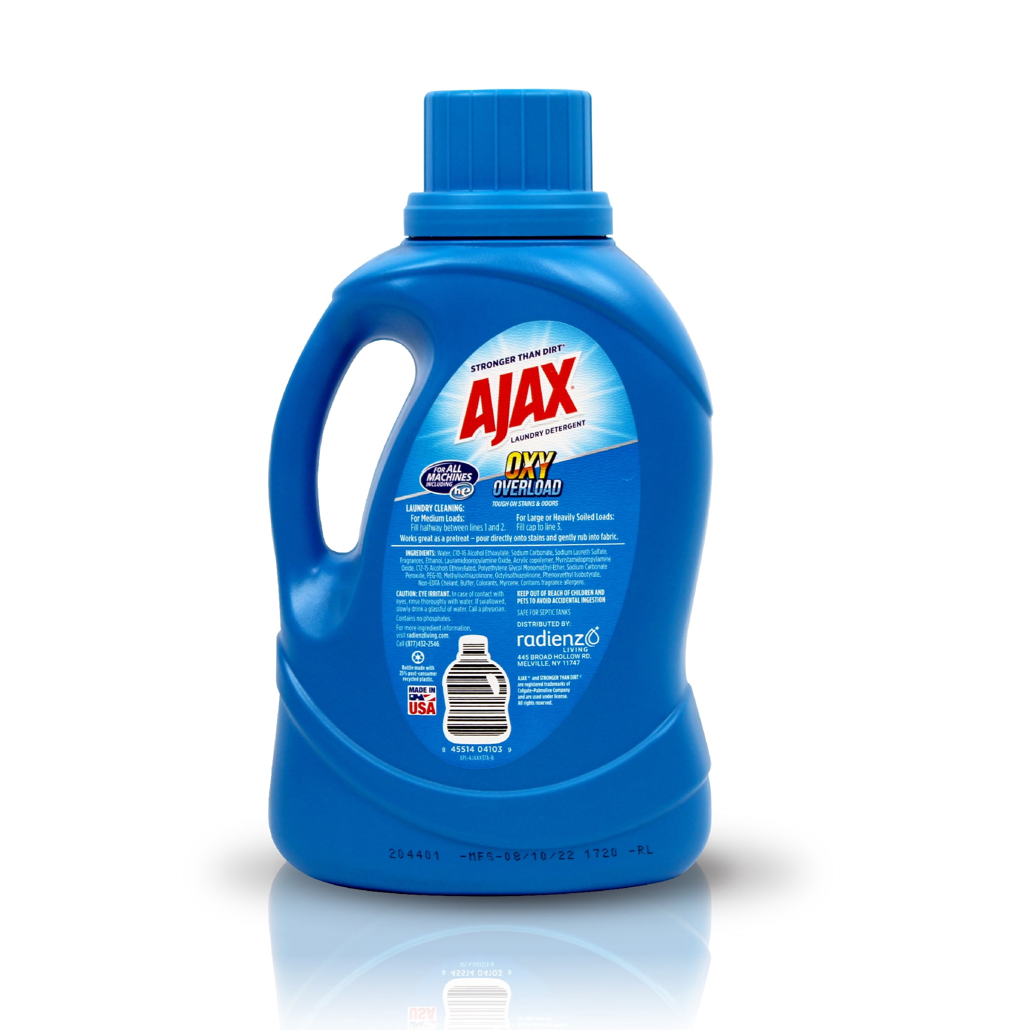 Ajax Oxy Overload Liquid Laundry Detergent, 60oz (Pack of 4) – Totally Awesome Cleaner with Deep Cleaning, Stain & Odor Removing power, HE Compatible, 160 Loads, Fresh Burst Scent