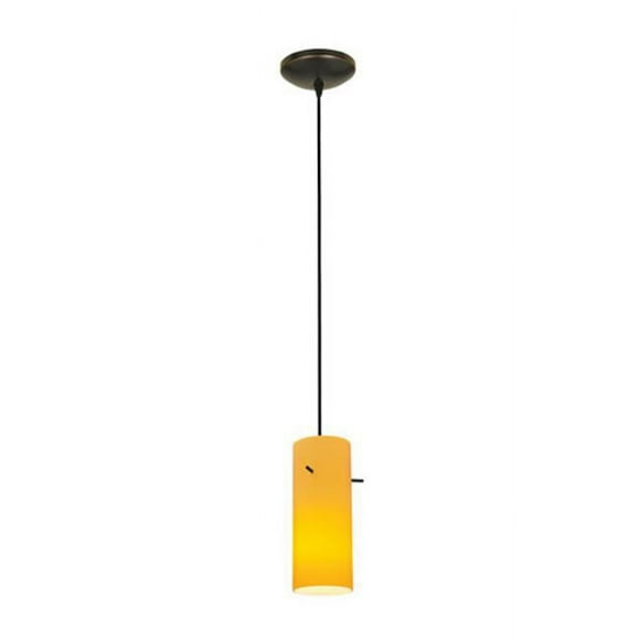 Accesslighting 28030-3C-ORB-OPL Cylindre A-19 LED Cordon Opale Pendentif en Verre, Bronze Huilé