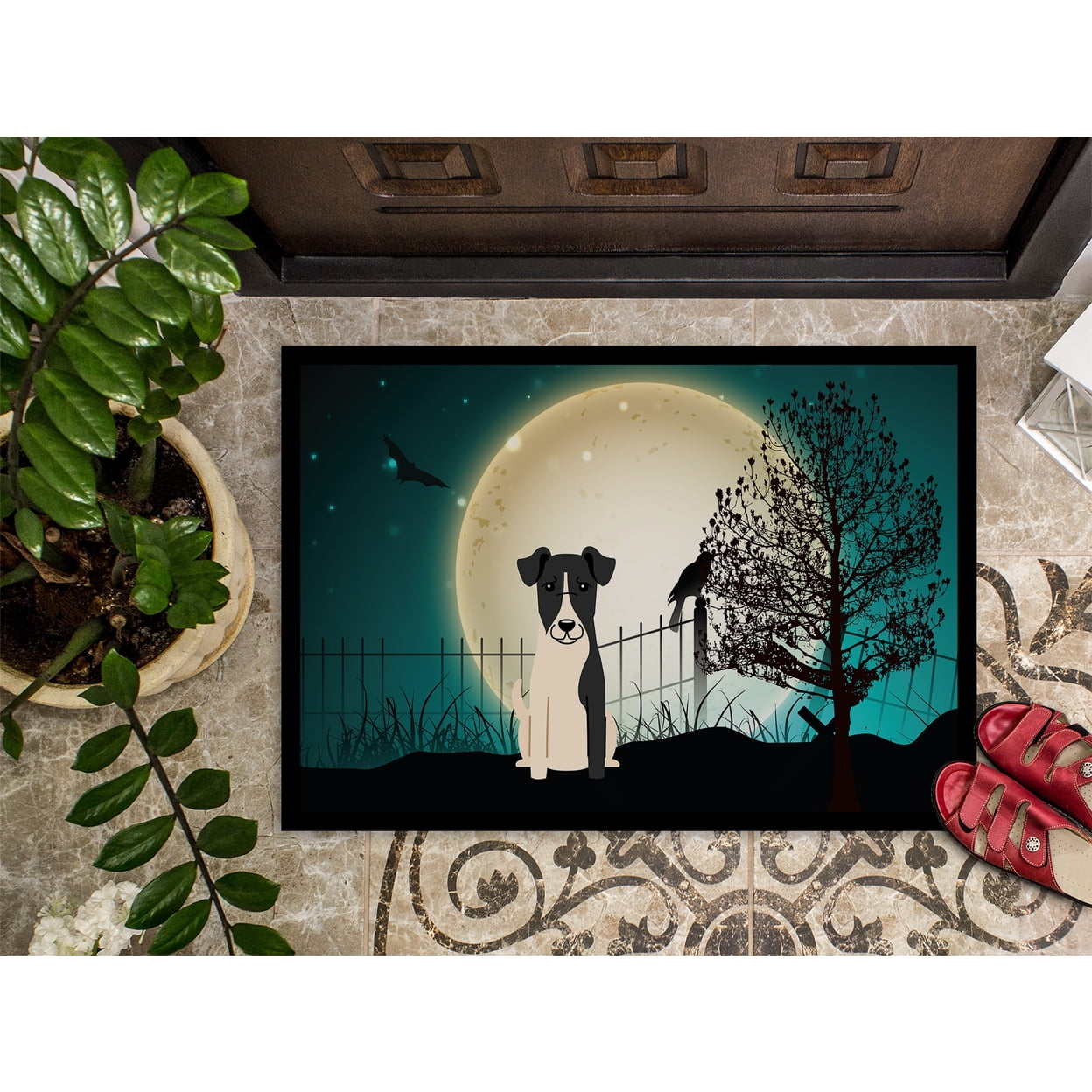 Carolines Treasures BB2288JMAT Halloween Scary Smooth Fox Terrier Indoor or Outdoor Mat, 24 x 0.25 x 36 in.