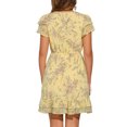 thumbnail image 3 of INSPIRE CHIC Vestido de Chifón Floral con Volantes y Manga de Volante, Cuello en V, Cintura Ajustable, por encima de la Rodilla, Talla M, Amarillo Claro, 3 of 6