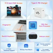17.3Laptop-Computer 16GB RAM 1TB SSD 2025 Newest Student-Laptop Intel Pentium 6 Cores i3-1215U(Up to 4.40 GHz)) Business-Laptop with Backlit Keyboard Fingerprint ,Silver
