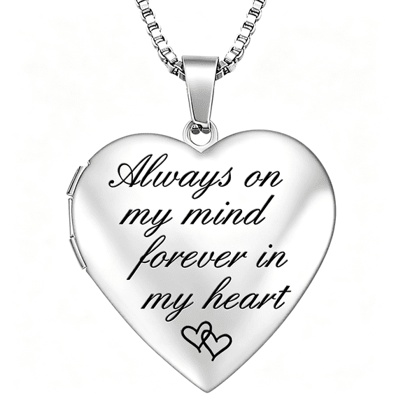 DESIGNICE Love Heart Locket Necklace That Holds Pictures,Initial Alphabet A-Z Photo Lockets Picture Necklace