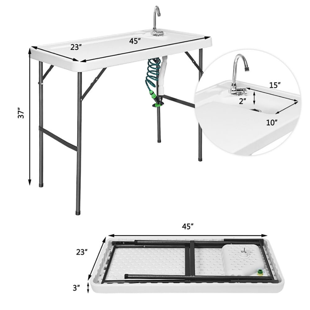 Aimee Lii Folding Cleaning Sink Faucet Cutting Camping Table with Sprayer, Outdoor Picnic Camping Equipment