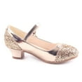 thumbnail image 4 of Splozh Flower Girls Mary Jane Bridesmaids Dress Shoes Toddler Kids Wedding Party Sparkle High Heel Princess Shoes Glitter Flat Shoes,Gold 2, 4 of 6