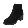 thumbnail image 1 of NECHOLOGY Botas Mujer Adulto Femenino Zapatos Botines para mujer Moda Otoño e Invierno Botines de mujer Tacón grueso Color sólido Gamuza Cremallera lateral Cómodo Estilo simple (Black, 8), 1 of 7