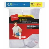 Hanes Men's 6-Pack Cushion Crew Socks (12-14 / Shoe: 13-15, White ...