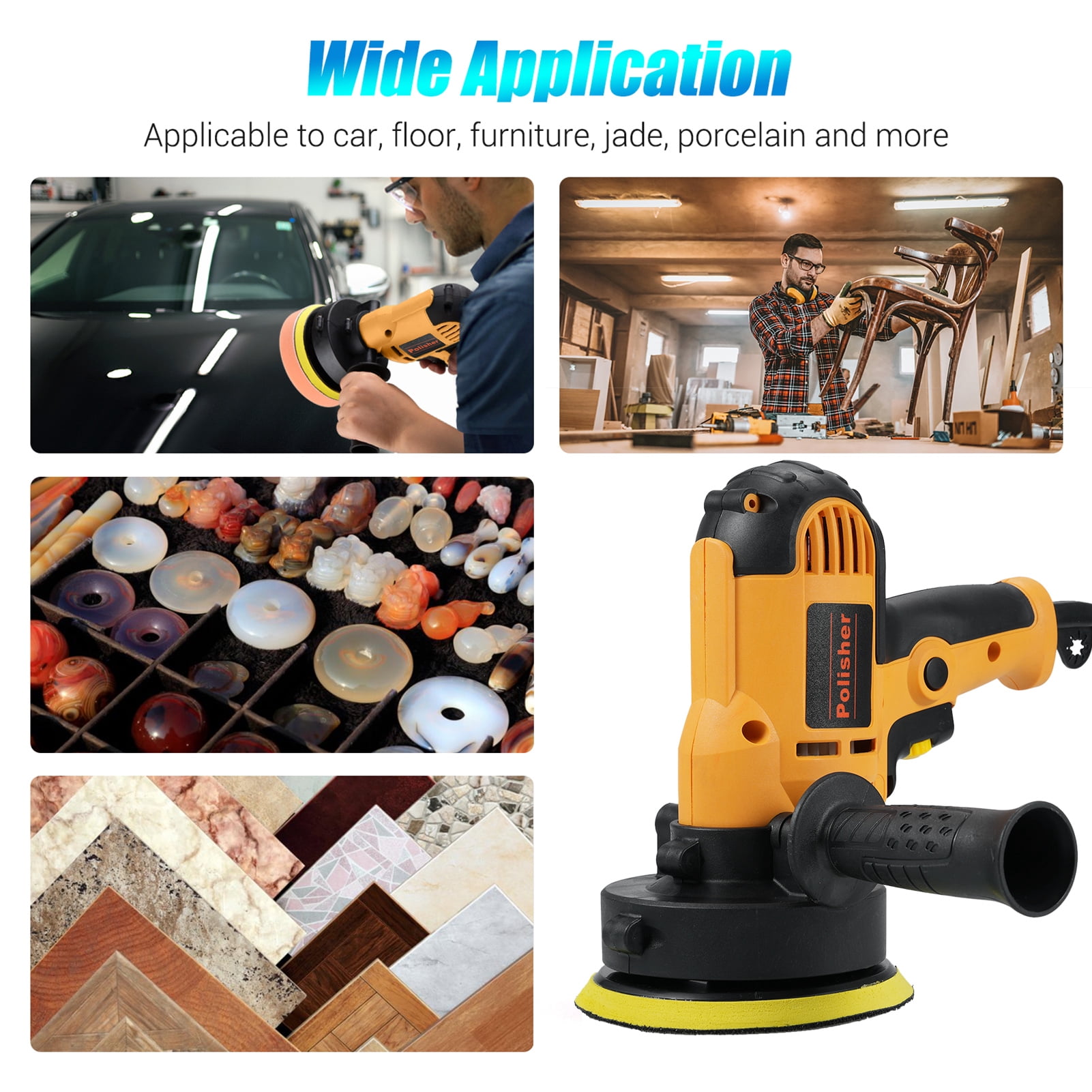 Polishers,Wool Pads Rotary 700w Auto Car Buffer 600-3700rpm Variable Rotary Tool Floor Auxiliary Handle Wool Handle Wool Pads Kit 700w Auto Car Polisher Kit Car Buffer 600-3700rpm Dsfen