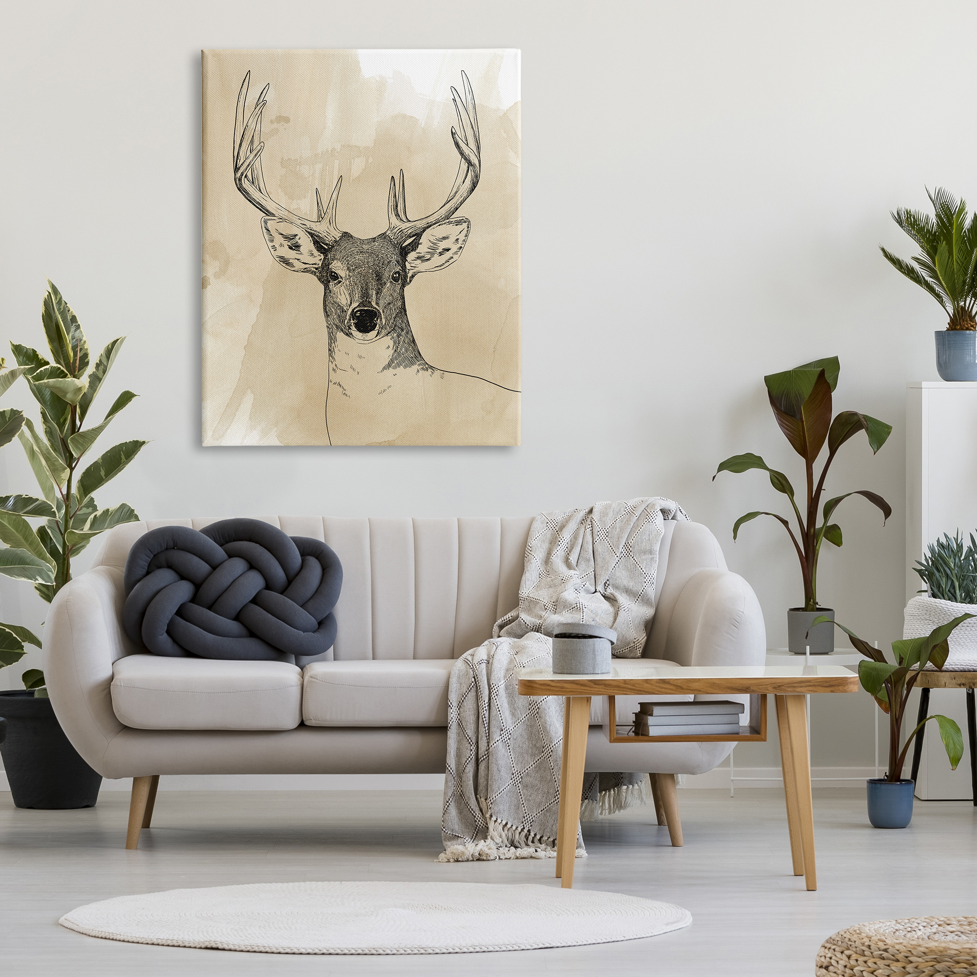 Stupell Industries Wild Buck Portrait Forest Animal Illustration Watercolor Pattern, 36 x 48, Design by Grace Popp