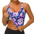thumbnail image 3 of Zufioo colorful Skull mushroom rainbow Print Women's Sports Vest, U-shaped Removable Chest Pad Sports Backless Top, Suitable for Fitness and Bodybuilding, Leisure and Daily Life-Small, 3 of 8