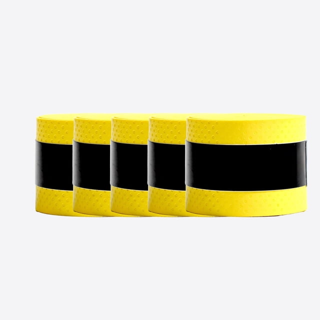 D-939 Yellow 5 Rolls Anti Slip Sweat Absorbing Polyurethane Grip Tape For Tennis Racket Fishing Rod Handle Winding Sports Equipment Durable Non Slip Wrap For Outdoor Activities #AVDF8