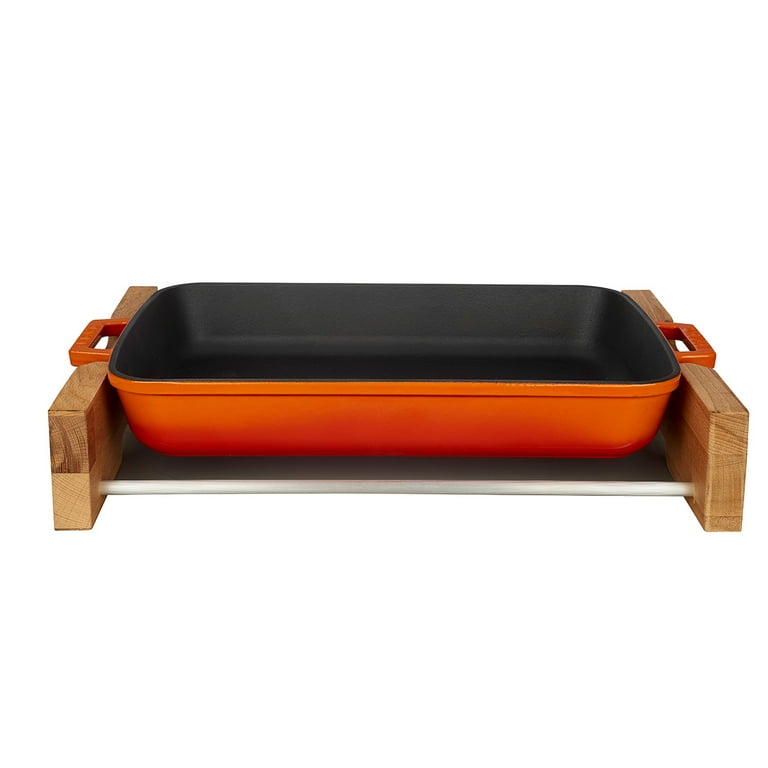 Lava Enameled Cast Iron 10 inch by 16 inch Roasting Pan 16 inch-Spring Series Orange, Size: W:10.27 Large:18.50 H:2.48