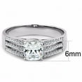 thumbnail image 2 of Womens 6x6mm Cushion Cut CZ 3 Row Side Stone Stainless Steel Delicate Wedding Ring - Size 9, 2 of 4