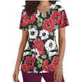 thumbnail image 2 of ATENAR T Shirts for Women V Neck Printed Tops for Women Soft Tee Red XL, 2 of 5