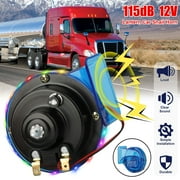 115DB Super Loud Train Horn With Ambient Light for Truck Train Boat car Air Electric Snail Single Horn,12v Waterproof Motorcycle Snail Horn for Trucks, Cars, Motorcycle, Bikes & Boats