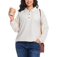 thumbnail image 7 of Cuteduck Women's Plus Size Waffle Knit Tops Henley Long Sleeve Fall Casual Shirts 1X-5X, 7 of 7