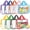 Purple, Blue, Orange, Pink, Black, Yellow, Green, Red,sky blue, variant on 6 Packs Toy Storage Bags with Labels, 11.8x8.7x3.9In Large PVC Reusable Clear Board Game Storage with Zipper, Travel Waterproof Organizer Bags for Building Blocks, Puzzle, Books, Stationery