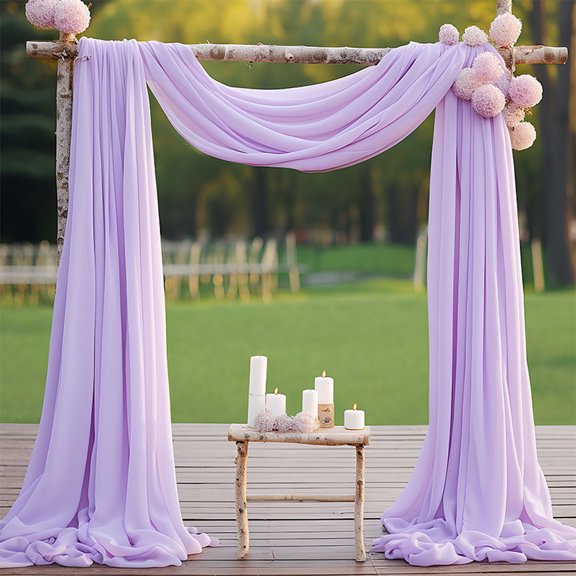 Aidoshy Wedding Arch Draping Fabric, 2 Panel 28" x 18Ft Purple Wedding Arch Drapes Sheer Backdrop Curtain for Wedding Ceremony Party Ceiling Decor